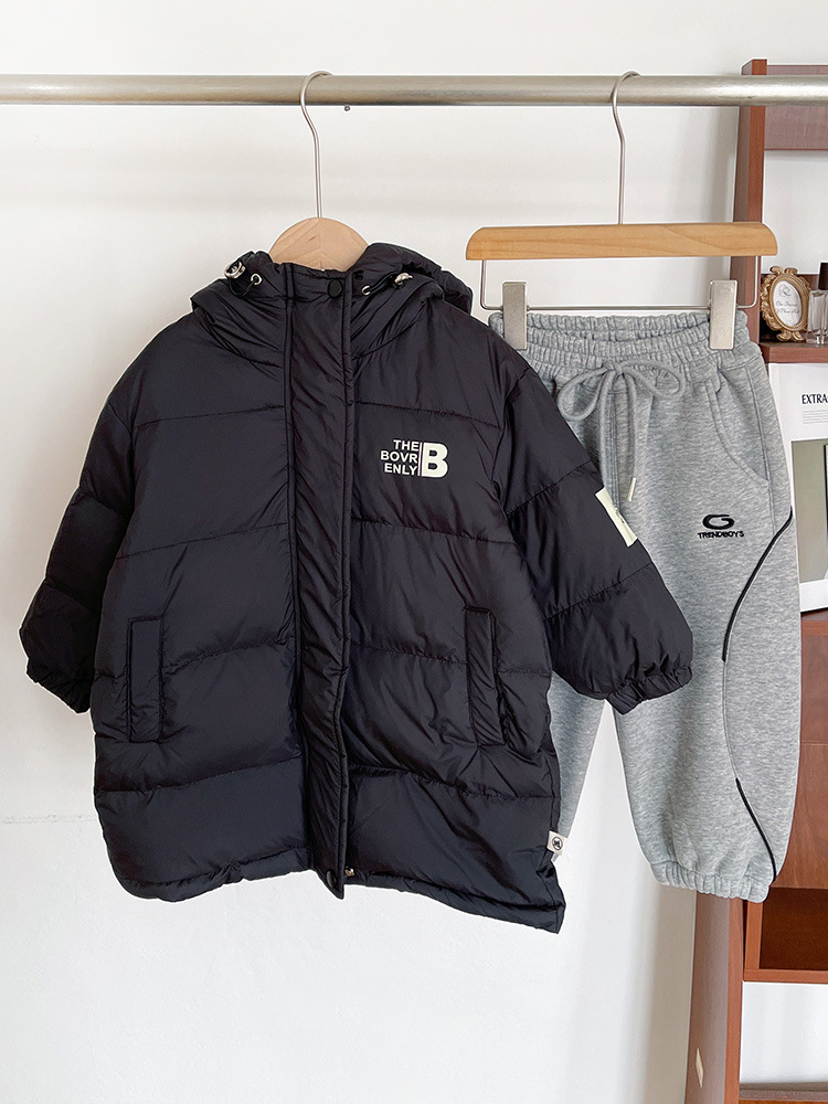 Wind Valley 2025 invierno nueva ropa infantil coreana tres capuzas largas chaquetas de plumón chaqueta caliente para niños