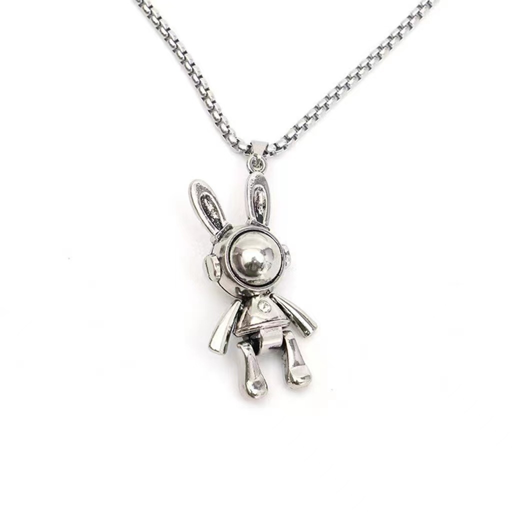 Space Rabbit Necklace Unique Design Hip Hop Style For Couples_voghion.com