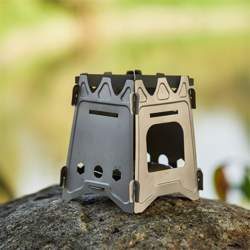 Titanio puro estufa de leña al aire libre de gran tamaño pequeño estufa de carbón portátil engrosada estufa de camping estufa de titanio estufa pequeña