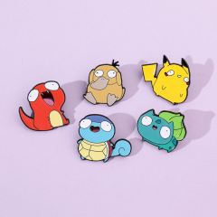 Cartoon Cute Pokémon Creative Parody Brooch Funny Cute Pikachu and Pidgey Fire Dragon Metal Brooch