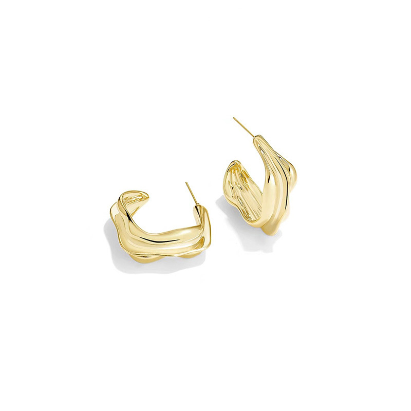 retro classic golden asymmetrical fashionable earrings