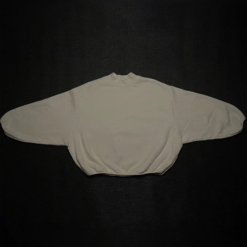 Trendy Brand Yzy Kanye Wyoming Farm Short Turtleneck Loose Fit Boxy Crewneck Sweatshirt for Men Autumn