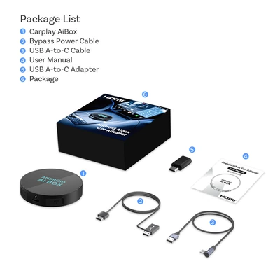Smart Car Wireless Carplay Box Wired to Wireless Carplay Box 6225 Car Interconnection Box (Simsiz CarPlay və Android Auto) - pcs61m-eurasian-version