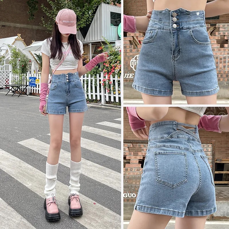 Black Denim Shorts for Women 2025 New Summer Thin Hot Girl Design High Waist Slimming Look A-Line Hot Pants