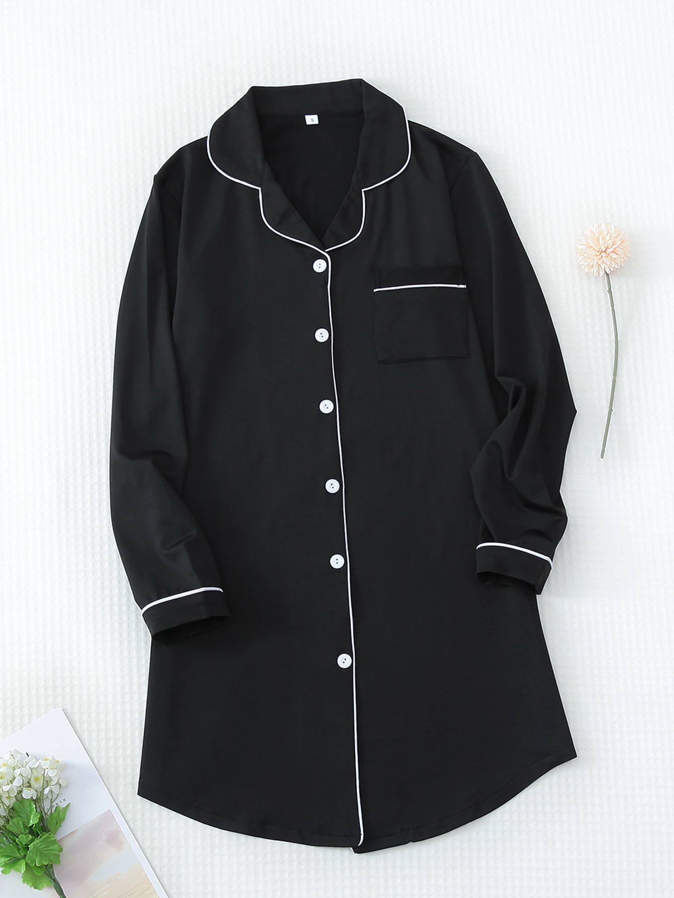 Bata de dormir mujer manga larga en seda elegante y cómoda_voghion.com