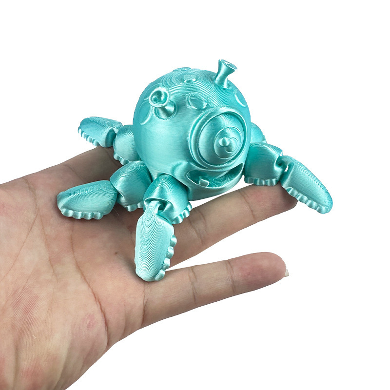 跨境爆款3D打印鱿鱼模型多关节可动桌面摆件鱼缸布景儿童玩具礼物|undefined