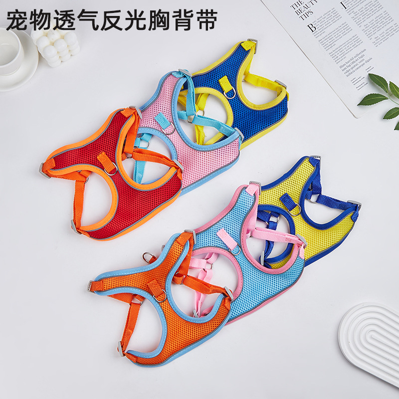 Nuevo cinturón de pecho de mascotas chaleco cinturón de perros respirado perros de verano cuerda de tracción para perros artículos de mascotas
