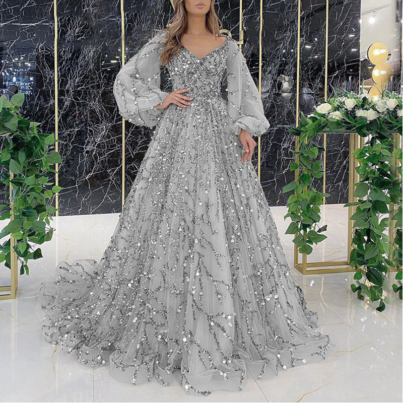 Vestido de Noche Largo de Lujo con Cuentas Doradas, Estilo Nuevo Transfronterizo 2025, Sexy, con Aura de Socialité, Modelo SM7109 image 12
