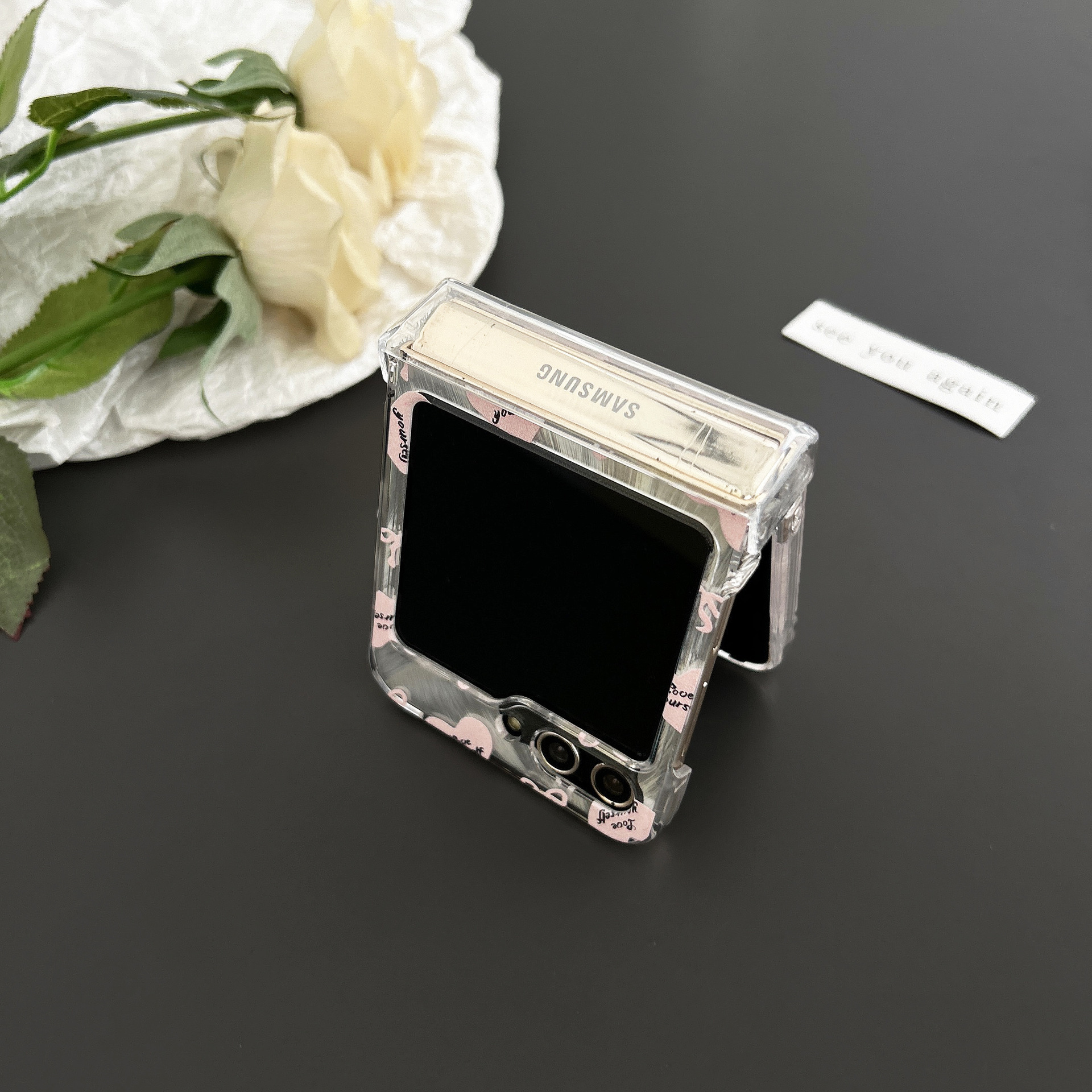 Love Bow for Samsung Galaxy Z Flip5 Phone Case Zflip4/3 Folding Screen Saver Sheath_voghion.com