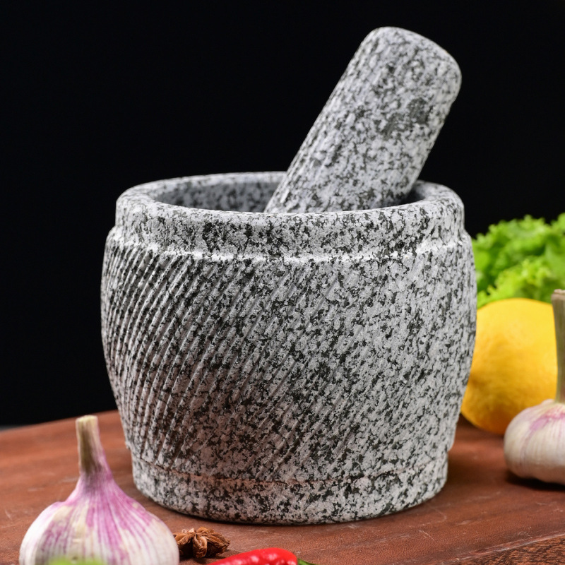 Natural Hand-made Garlic Tamper Stone Mortar Tamping Tank Hand-cut Stone Polishing Garlic Peeling Garlic Pressing Garlic Clipping Garlic Household Grinder