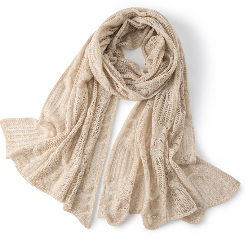 鄂尔多斯市网眼羊绒围巾100纯山羊绒围巾两用披肩空调房秋冬保暖