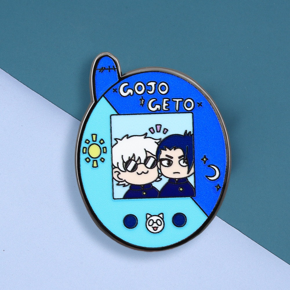 Satoru Gojo and Suguru Geto Cartoon Brooches Jujutsu Kaisen Character Enamel Badges Creative Clothing Backpack Accessories