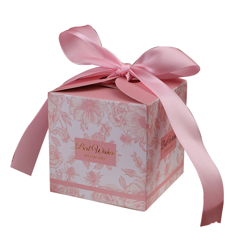 Caja de regalo de caramelo de boda creativa Europea Mori dorado plegable caja cuadrada estilo de tinta tema boda caja de caramelo