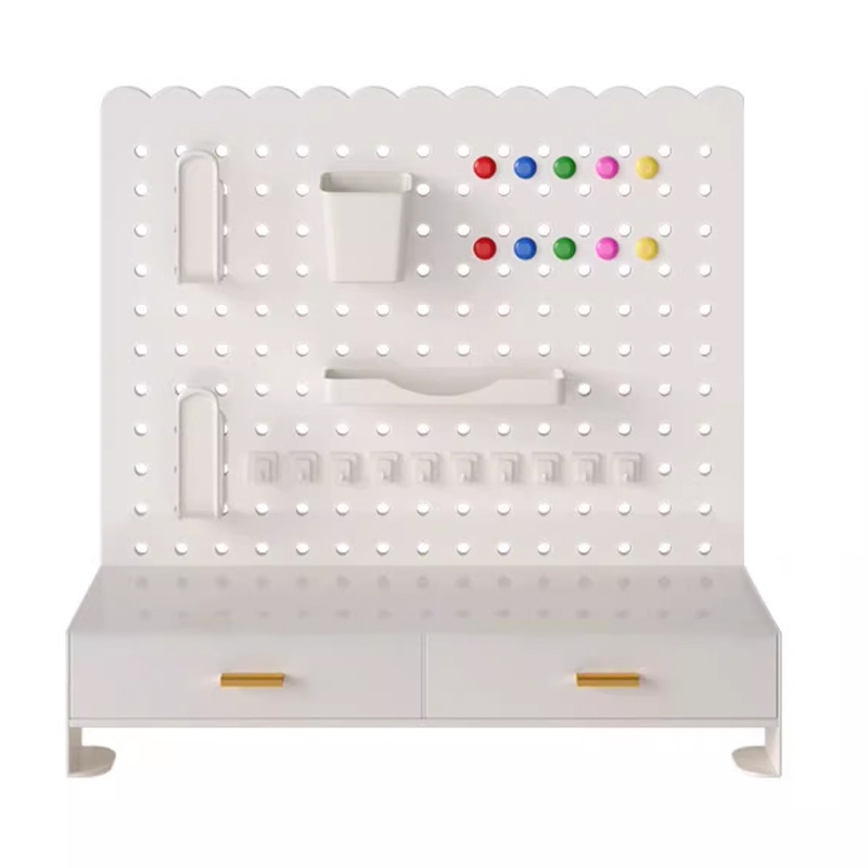 Tablero de agujero de escritorio Estante de almacenamiento de aire ins Estante de exhibición de almacenamiento sin perforación Escritorio de dormitorio Tablero de agujero de bricolaje