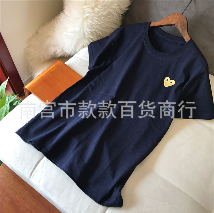 右肩半袖Tシャツ 男女兼用 丸首 夏 刺繍 ラブ トレンド ブランド 純綿 五分袖