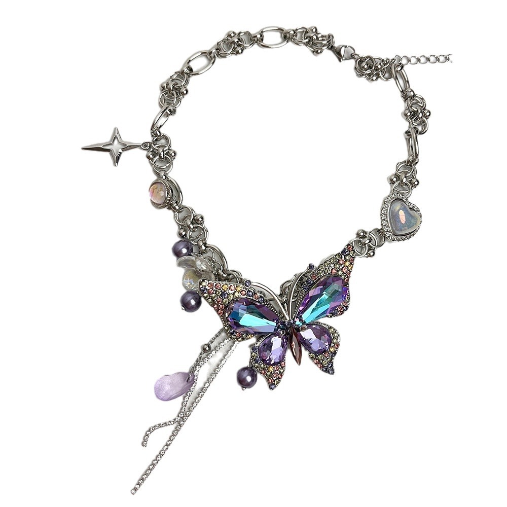 Women's Gender Plating, Inlay Design Elegant Lady Butterfly Imitation Pearl Alloy Wholesale Pendant Necklace