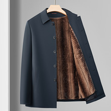 男士可拆卸貂绒内胆棉衣中年爸爸装加厚保暖棉服冬季翻领棉袄外套