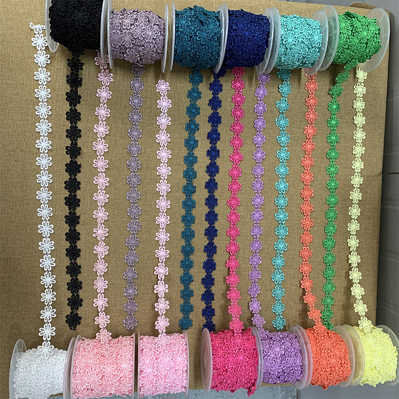 Ready Stock Polyester Plum Blossom Barcode Four-Piece Set Lace Accessories Cartoon Doll DIY Scarf Clothing Accessories Wholesale