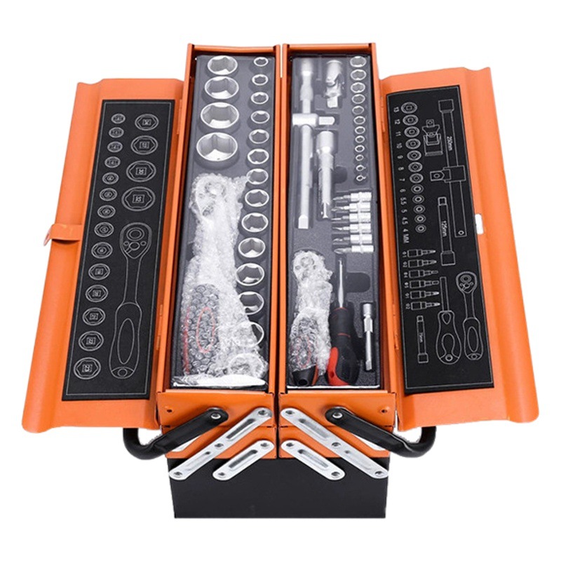 Spot al por mayor 85 piezas de caja de herramientas de hardware juego de llave de tubo manual juego de llave de trinquete rápido de 72 dientes