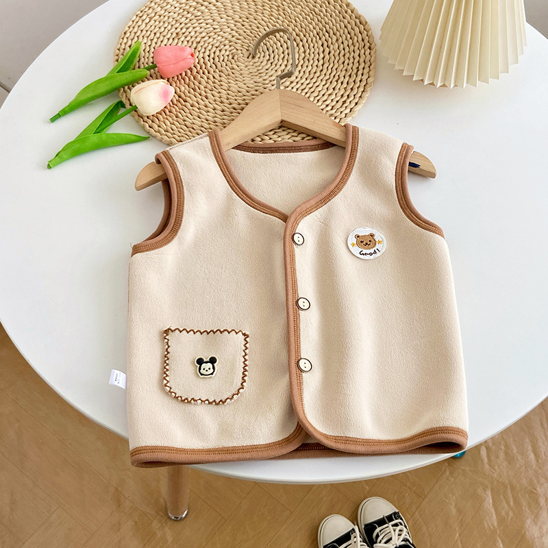 Suéter infantil, chaleco cardigan, 2024 nuevo vestido de otoño para niños y niñas, dibujos animados, explosión exterior con chaleco de orelín