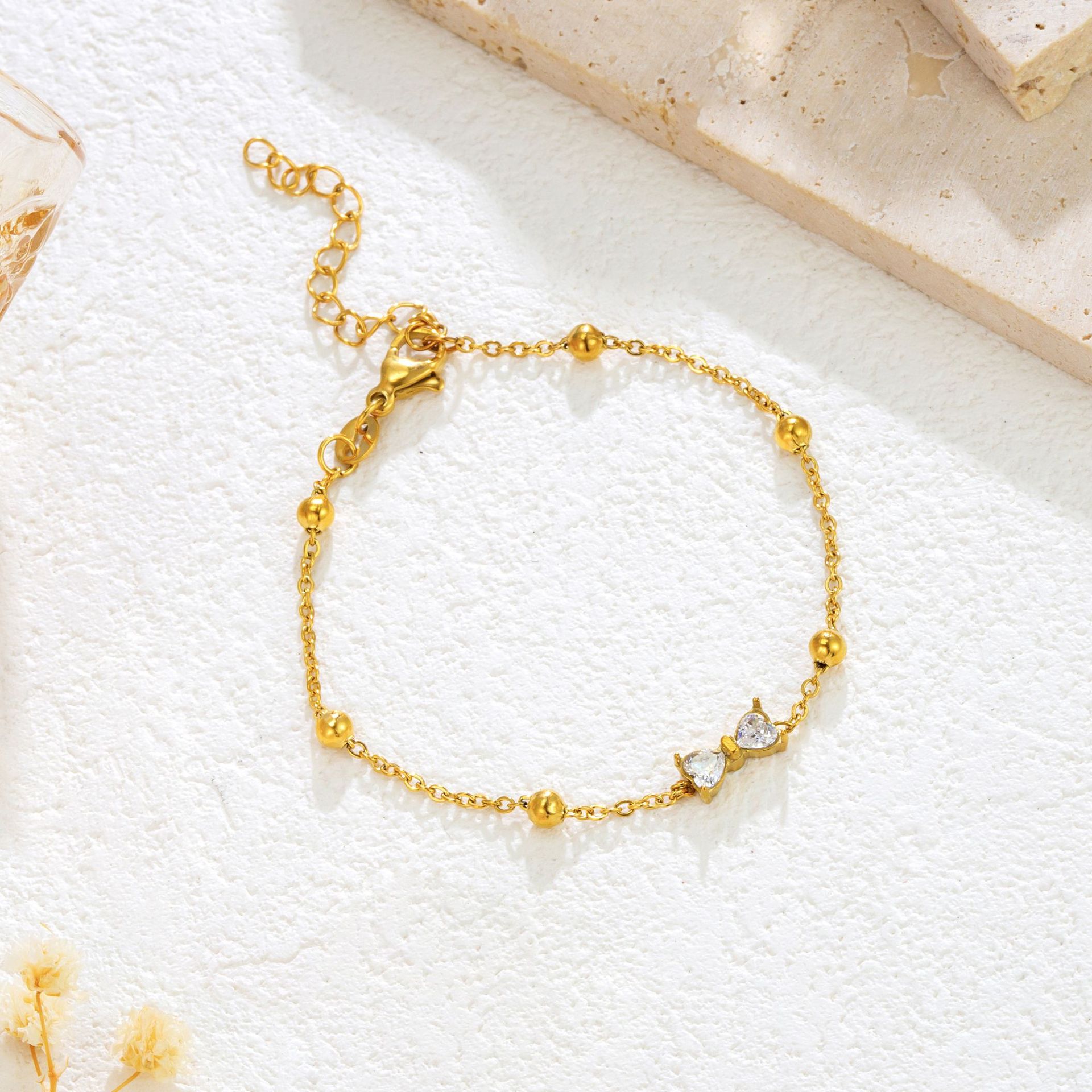 New fashion cute bow zircon bracelet high sense light luxury titanium steel women's temperament hand jewelry does not fade