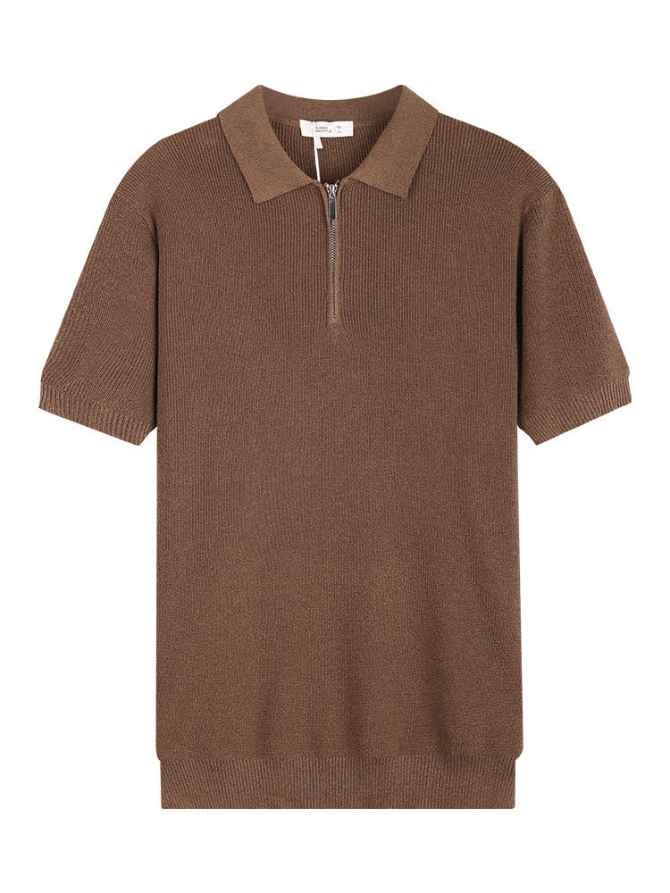 El dinero viejo hombre polo de punto de manga corta hombre de verano lujo ligero de alto nivel con tapa de negocios camiseta casual chaqueta de hombre