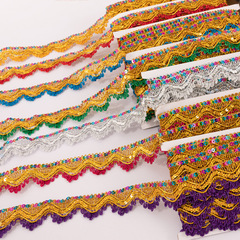 Triangle seven-color gold wire sequin edge ethnic style colorful tassels large truck top edge Buddha hall altar edge