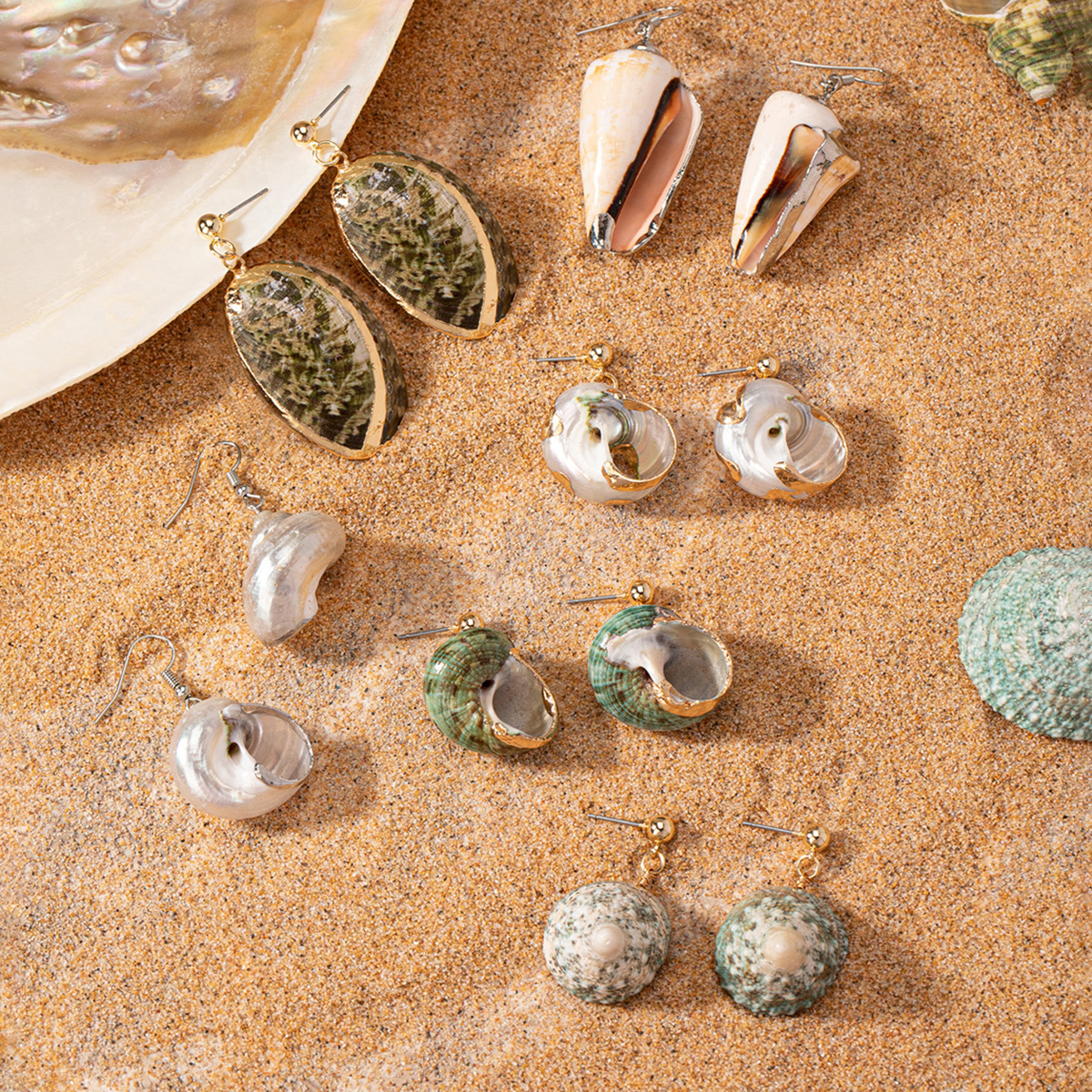 Holiday, Travel Occasion 1 Pair Beach Conch Metal Drop Earrings