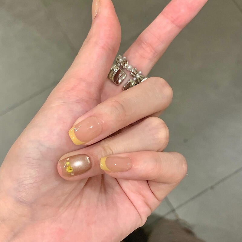 夏日气质花花法式猫眼短款纯手工穿戴甲ins风显白手作美甲甲片|undefined