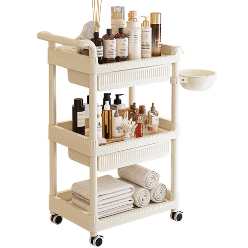 Beauty salon instrument trolley, care tool special trolley, multi-functional mobile manicure and eyelashes storage rack