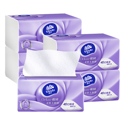 Vinda flagship store tissue paper 90 sheets 24 packs of three-dimensional American cotton tough 4D embossed facial tissue unscented napkin sanitary tissue paper