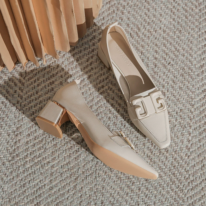 530-7 однослойные туфли в стиле ретро с маленьким квадратным носком и средней горловиной, женские осенние мягкие кожаные туфли на высоком каблуке, французское ретро, черные кожаные туфли на массивном каблуке