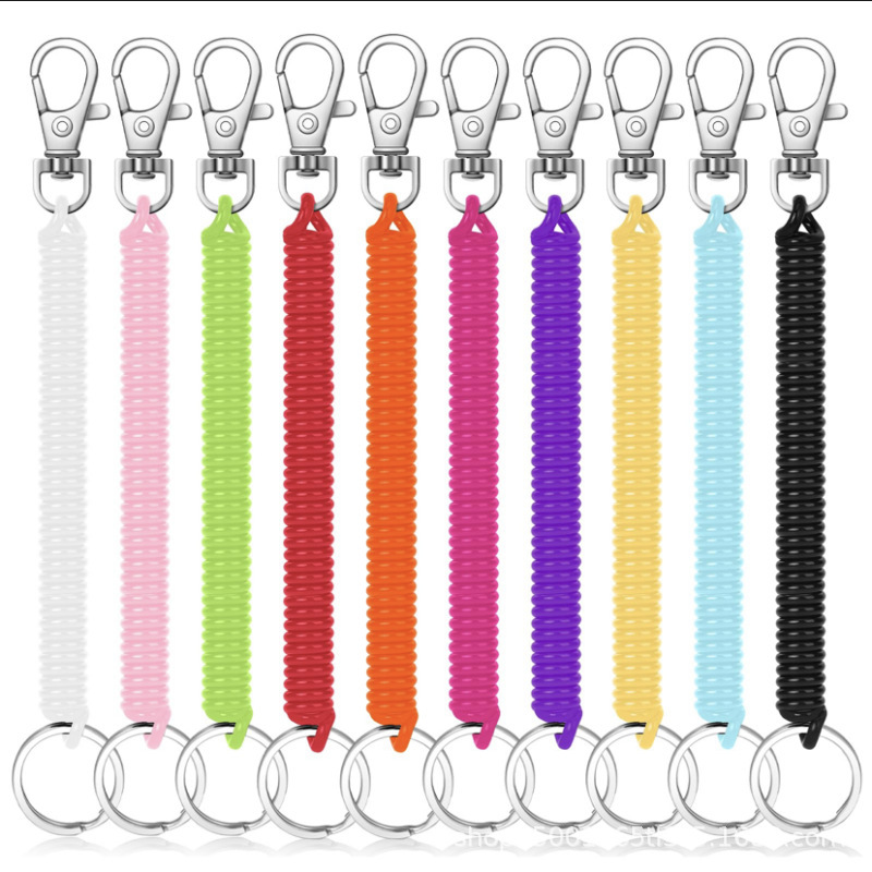 Spring Rope Keychain Plastic Keychain Retractable Spring Mobile Phone Bag Accessories Flat Ring Portable Spring Rope Keychain Plastic Keychain Retractable Spring Mobile Phone Bag Accessories Flat Ring Portable
