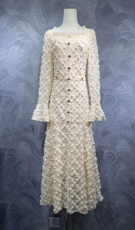 Fengyingying Export Women's Clothing 2025 New Summer Style Square Collar Small Flower Plain Long Dress Ready for Sale