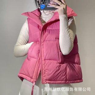 2024 Winter New fleece-lined Down Vest Women's Vertical Collar White Duck Down Loose Niche Oblique Garbage Warm Vest Trendy