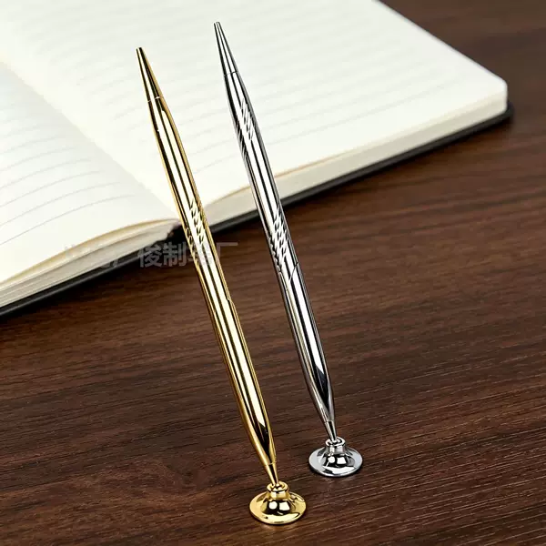 Cross-Border Hotel, Bank, Office Front Desk Pen with Laser Logo, Desktop Stand, Simple High-End Metal Desk Pen