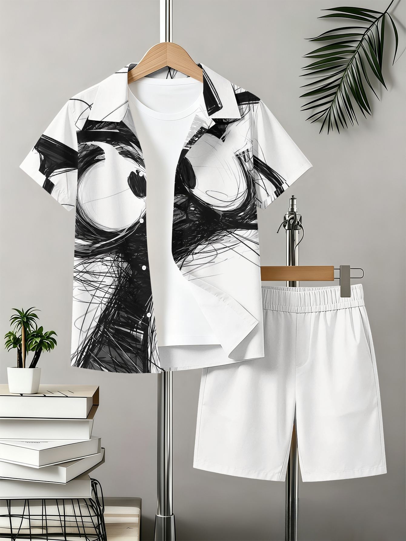 Zomer set voor jongens met overhemd en shorts met 3d print_voghion.com