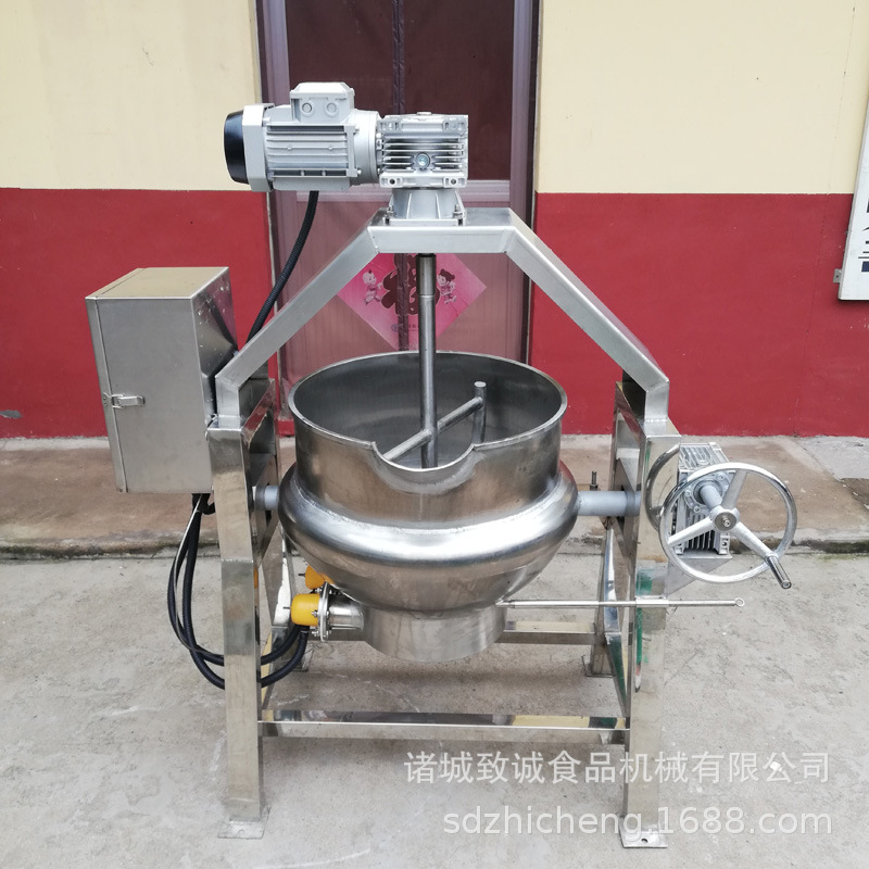 销售蒸汽/燃气/电加热夹层锅 手动翻锅芝麻酱炒锅 电加热搅拌锅