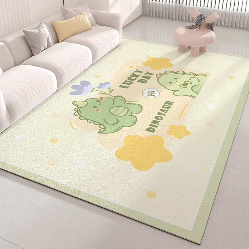 漫画リビングルームレザー PVC カーペット防水拭き取り可能な洗えるカーペット子供の寝室の遊びやすいフロアマット|undefined