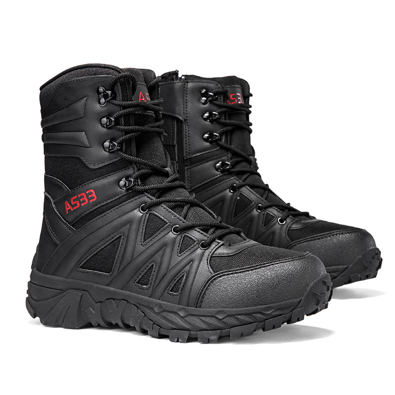 Fábrica fuente de nuevos zapatos militares de tamaño grande al aire libre, zapatos de campo de campo, lazos delanteros de alta altura, zapatos de hombre de tamaño grande 39 - 47