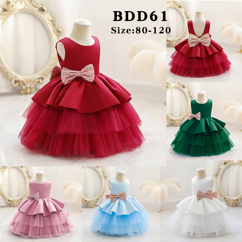 Children's satin bow mesh cake skirt for...