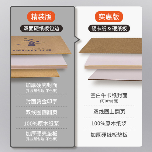 Factory direct sales 8K sketchbook wholesale A4 student-specific portable painting picture book 16K kraft paper sketchbook