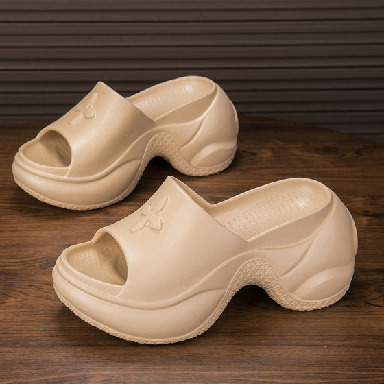 Cross Flower Thick-Soled Slippers for Women's Outer Wear Summer 2024 New Heightening Fashion High-Heeled Anti-Odor Sandals Anti-Slip Sandals