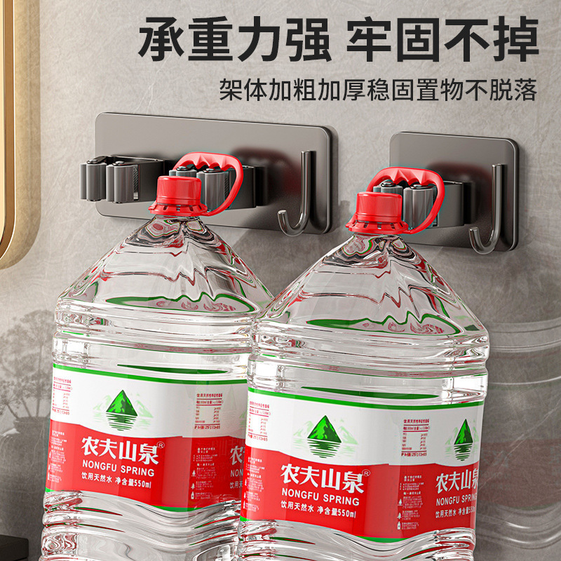 ステンレス製モップクリップフックトイレ多目的モップホルダー穴なしほうきクリップ固定モップほうき収納棚|undefined