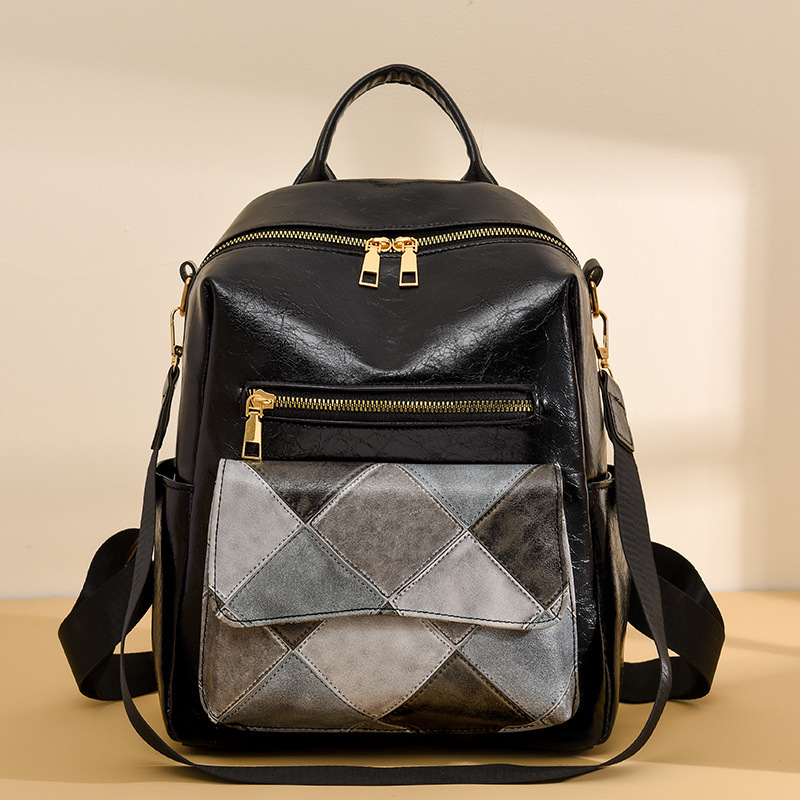 Transfronterizo nuevo estilo coreano mochila de gran capacidad para mujer PU mochila de cuero suave moda rombo mochila de viaje multifuncional