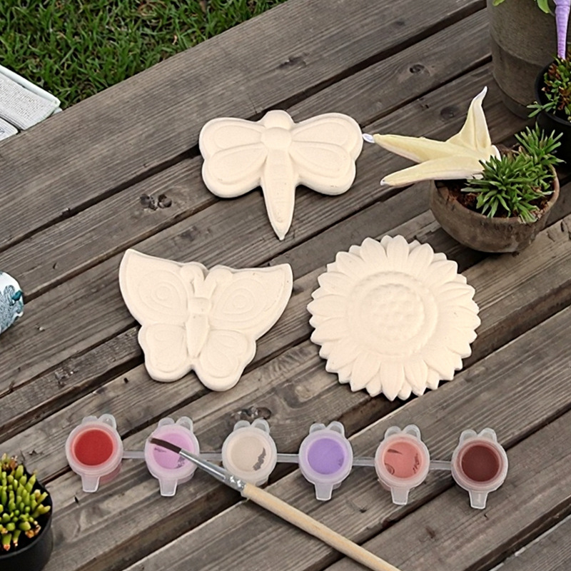 Creativo de bricolaje personalizado, cerámica en blanco, flor de mariposa, imán de nevera magnético, decoración, dibujos animados de forma especial creativos lindos
