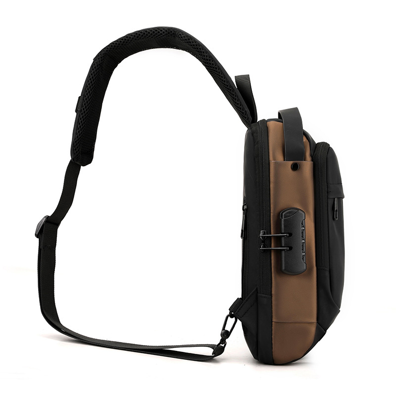 Bolso de pecho para hombre, bolso cruzado, mochila de gran capacidad, multifuncional, con bloqueo de contraseña, antirrobo, bolso para hombre con carga USB