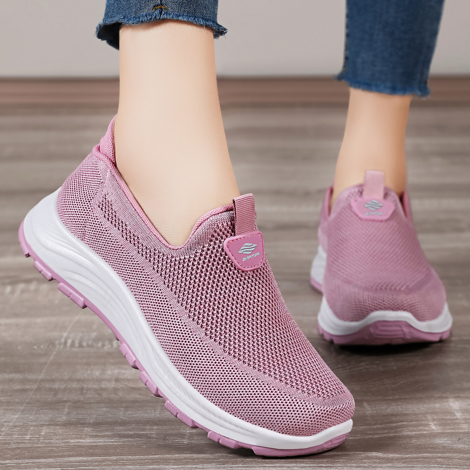 Zapatos de mujer zapatos de poliuretano zapatos casuales cómodos zapatos de caminata ligeros transpirables zapatos de tela de vuelo zapatos casuales con suela suave
