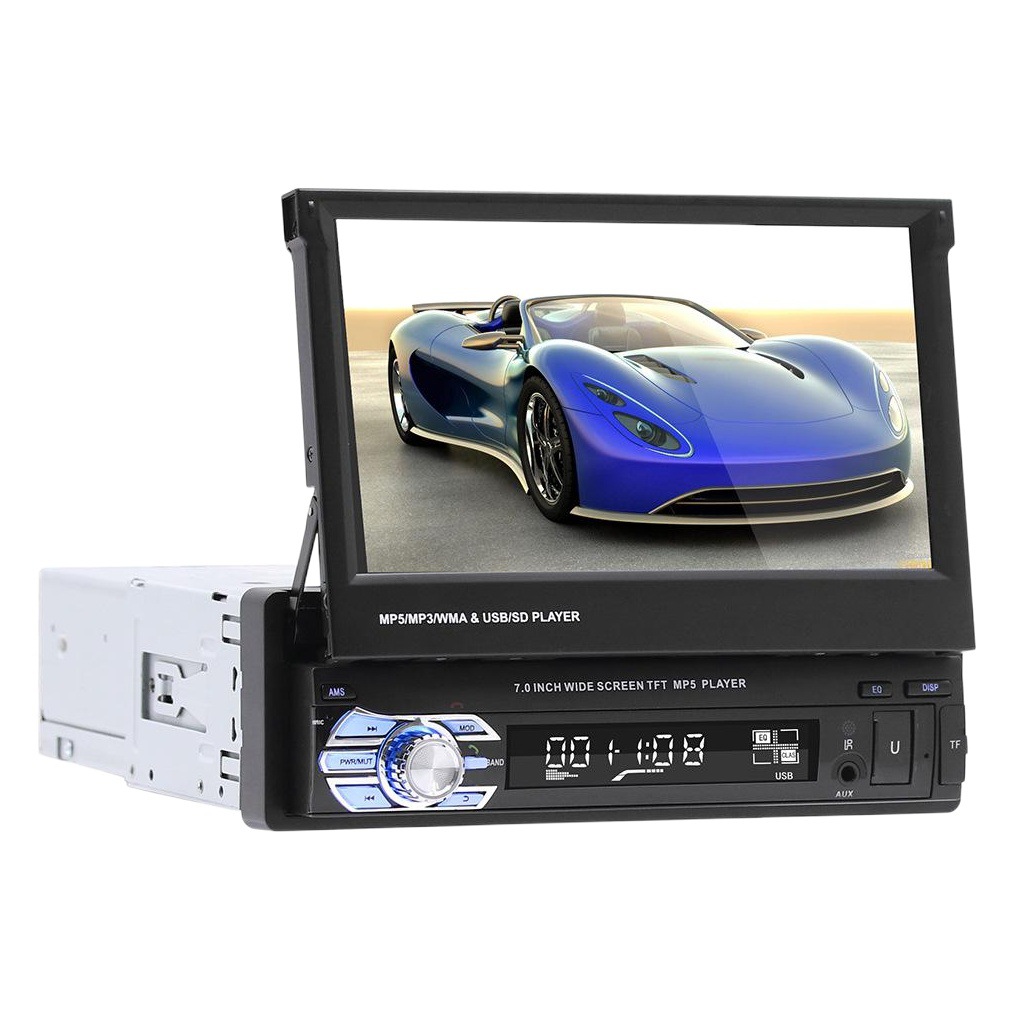 9601 retractable de 7 pulgadas de tarjeta de inserción de radio de coche multifunción HD que invierte el jugador del coche Bluetooth MP5 de la imagen