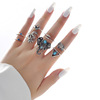 Set, retro turquoise ring, European style, boho style, wholesale